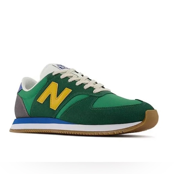 New Balance 420 Retro Green/Canary Low Men's Suede Athletic Running Shoes - Picture 3 of 5